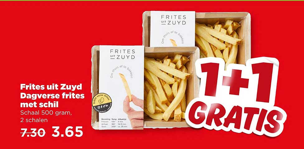 Frites uit Zuyd Dagverse frites met schil 1+1 gratis