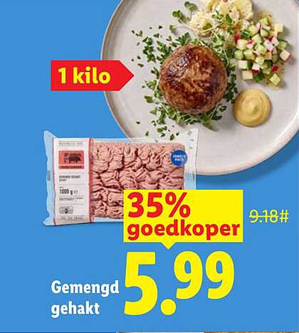 Gemengd gehakt 1 kilo 35% goedkoper