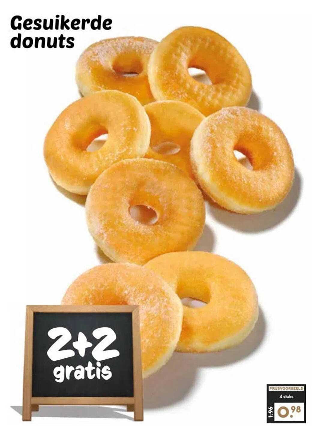Gesuikerde donuts 2+2 gratis