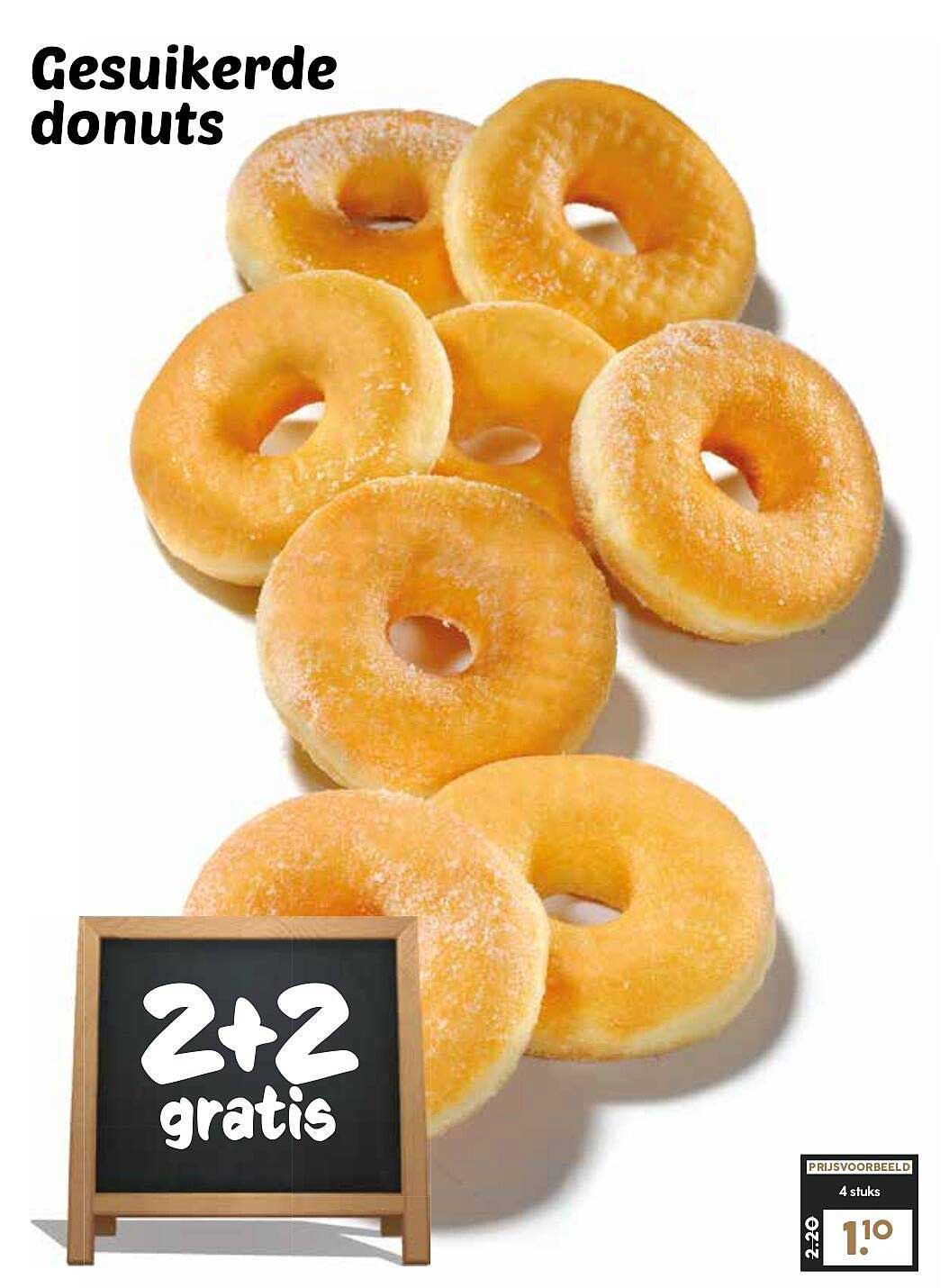 Gesuikerde donuts 2+2 gratis