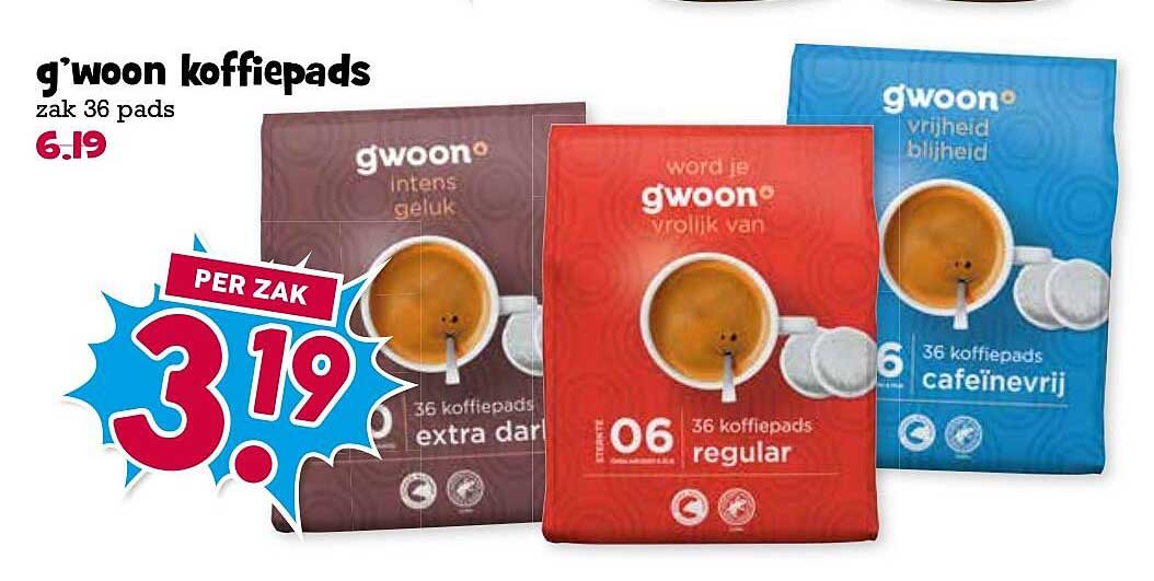 g'woon koffiepads zak 36 pads