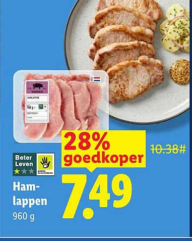 Ham-lappen 960 g 28% goedkoper