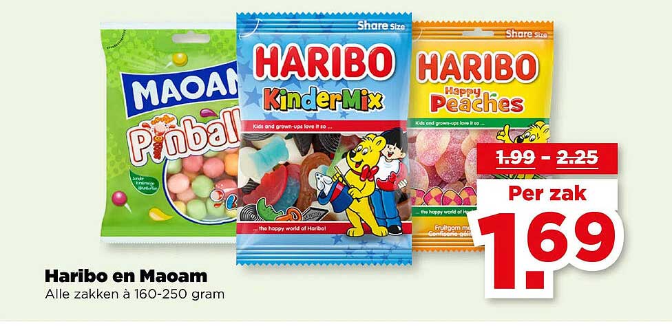 Haribo en Maoam Alle zakken à 160-250 gram
