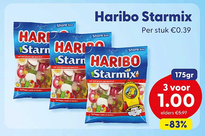 Haribo Starmix 175gr 3 voor 1.00 -83%