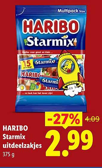 HARIBO Starmix uitdeelzakjes 375 g -27%