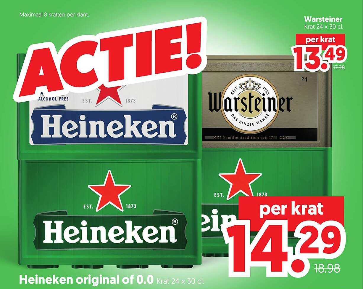 Heineken original of 0.0 Krat 24 x 30 cl.