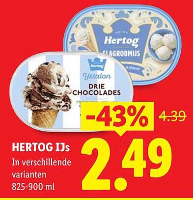 HERTOG IJs In verschillende varianten 825-900 ml