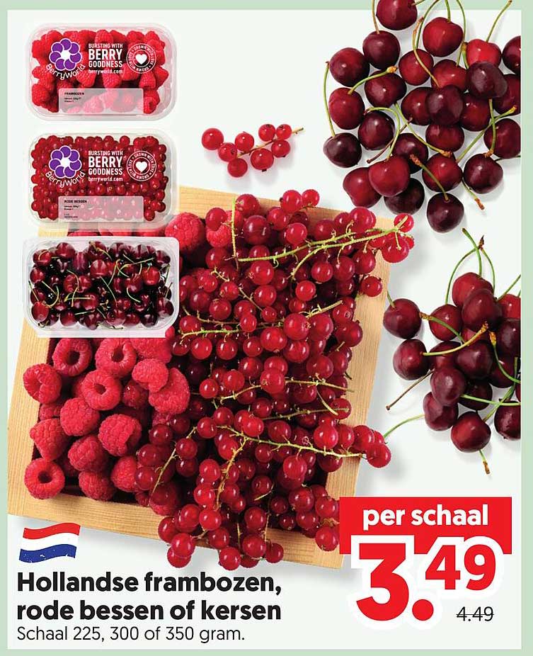 Hollandse frambozen, rode bessen of kersen