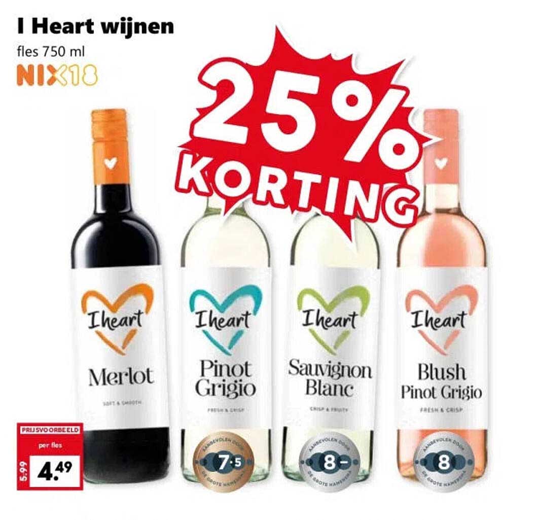 I Heart wijnen fles 750 ml NIX18 25% KORTING
