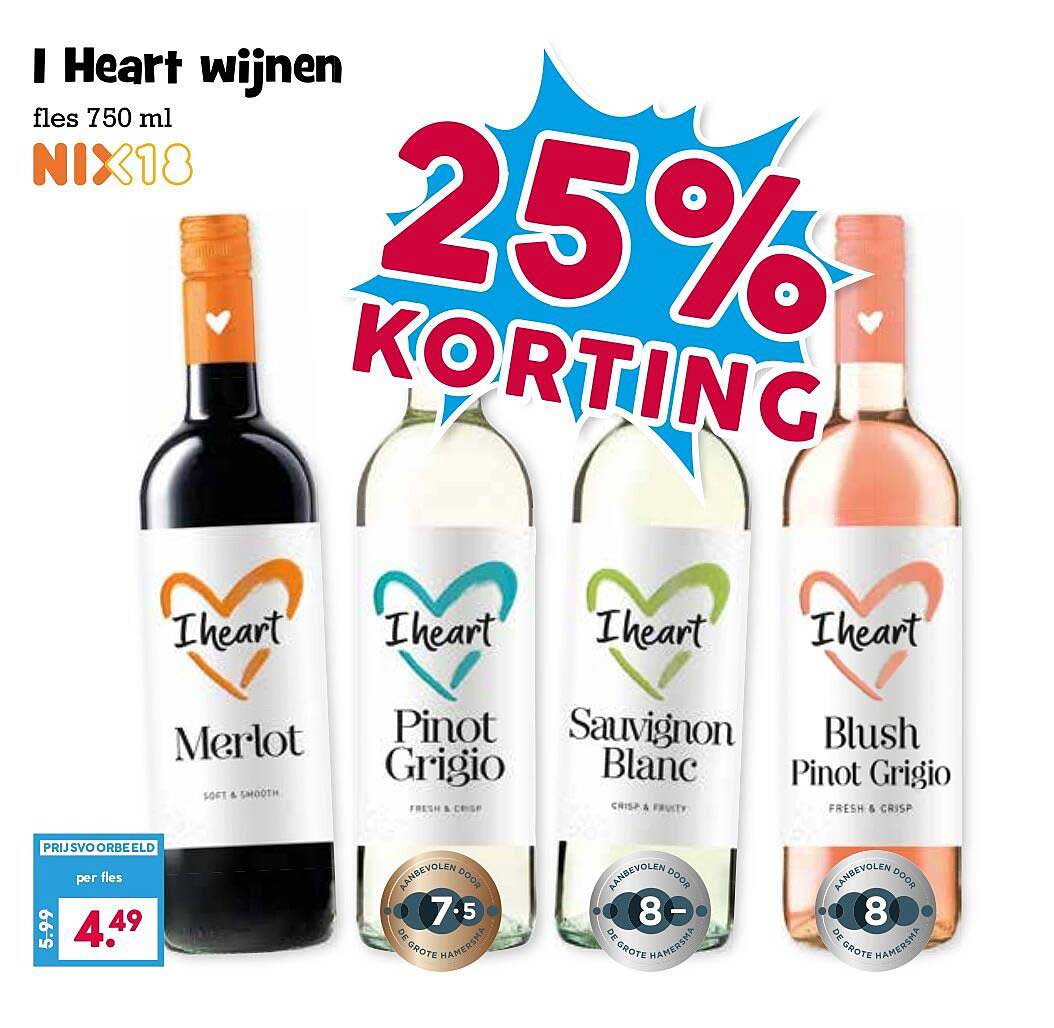 I Heart wijnen fles 750 ml NIX18 25% KORTING