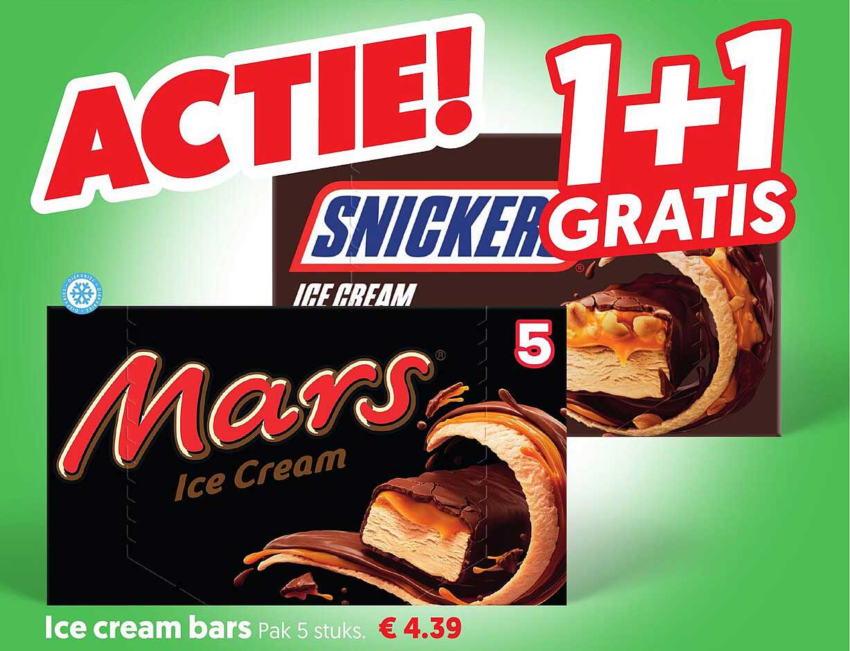 Ice cream bars Pak 5 stuks 1+1 gratis