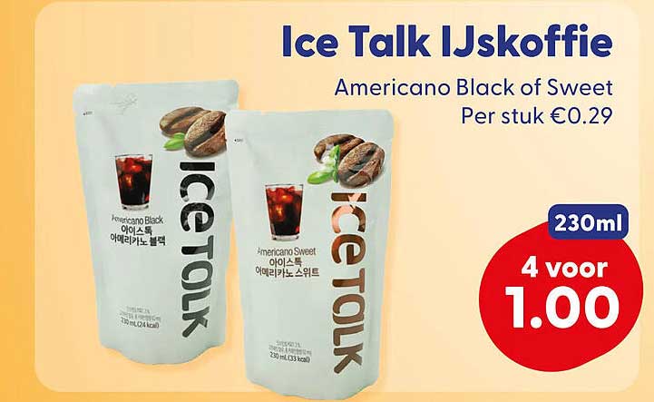 Ice Talk IJskoffie Americano Black of Sweet 230ml 4 voor 1.00