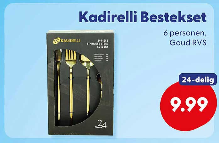 Kadirelli Bestekset 6 personen, Goud RVS 24-delig