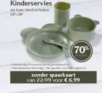 Kinderservies set, kom, bord en beker OP=OP zonder spaarkaart 70%