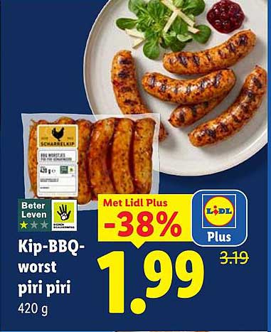 Kip-BBQ-worst piri piri 420 g