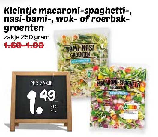 Kleintje macaroni-spaghetti-, nasi-bami-, wok- of roerbak-groenten zakje 250 gram