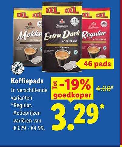 Koffiepads XXL 46 pads Tot -19% goedkoper