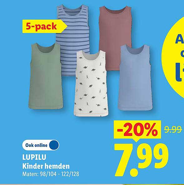 LUPILU Kinder hemden 5-pack -20%