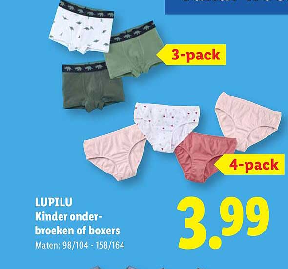 LUPILU Kinder onder-broeken of boxers