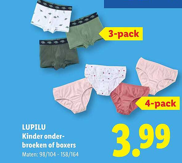 LUPILU Kinder onderbroeken of boxers 3-pack 4-pack