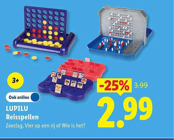 LUPILU Reisspellen Zeeslag, Vier op een rij of Wie is het? -25%