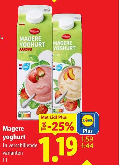 Magere yoghurt In verschillende varianten 1 l Tot -25%