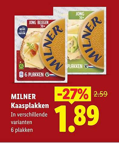 MILNER Kaasplakken In verschillende varianten 6 plakken