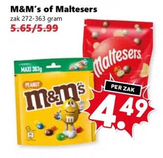 M&M’s of Maltesers zak 272-363 gram