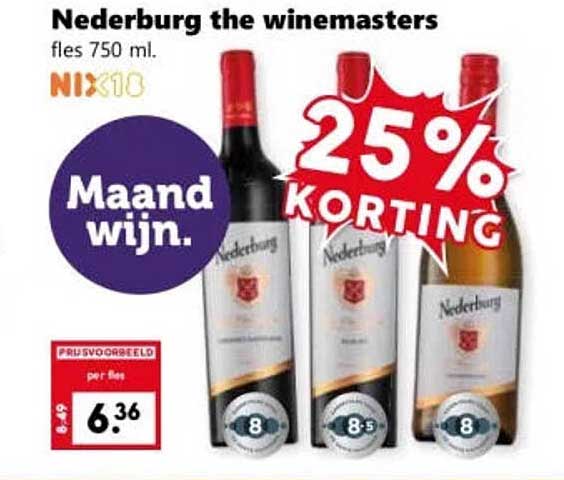 Nederburg the winemasters fles 750 ml. Maand wijn. 25% KORTING