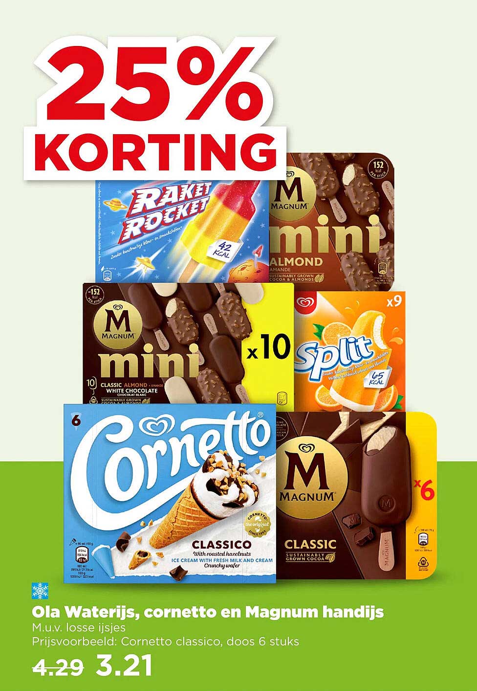 Ola Waterijs, cornetto en Magnum handijs 25% KORTING