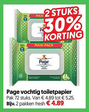 Page vochtig toiletpapier 2 STUKS 30% KORTING