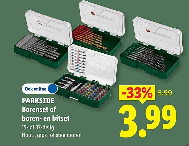 PARKSIDE Borenset of boren- en bitset 15- of 37-delig Hout-, gips- of steenboren