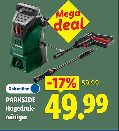 PARKSIDE Hogedrukreiniger Mega deal -17%