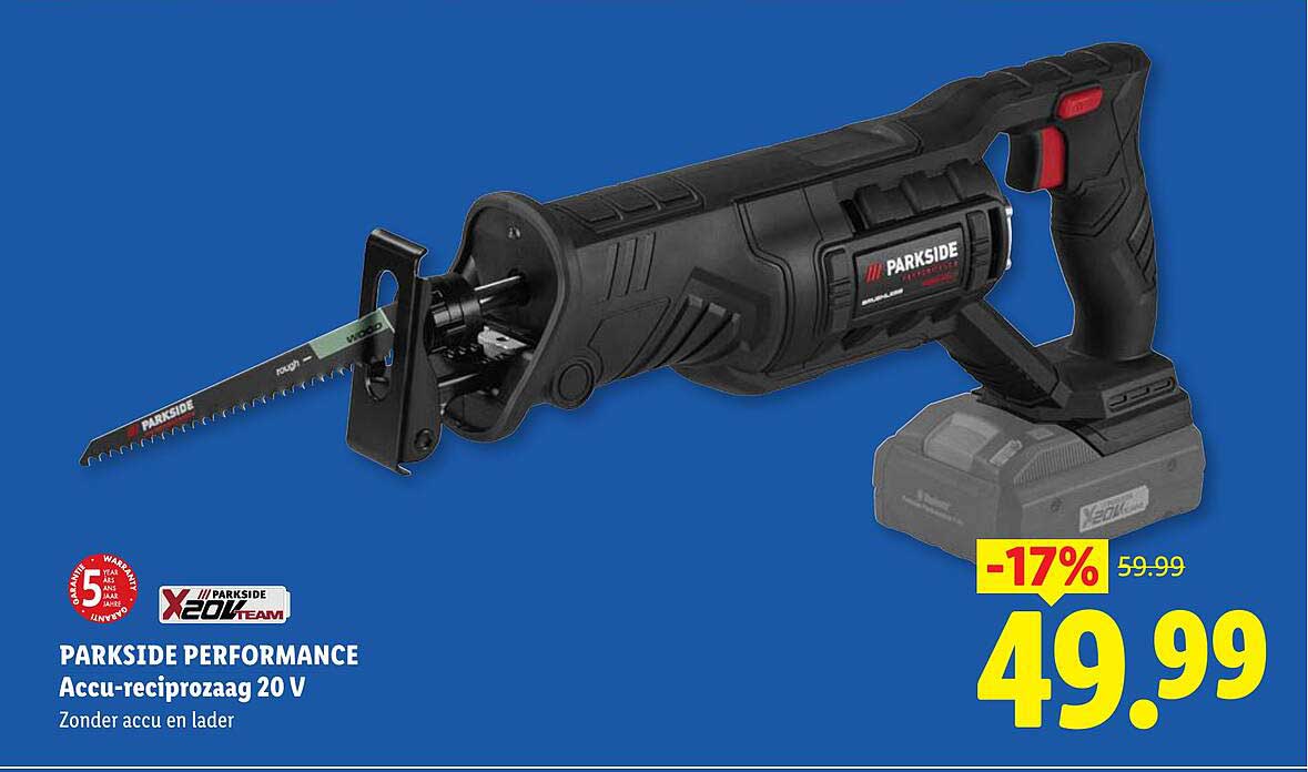 PARKSIDE PERFORMANCE Accu-reciprozaag 20 V Zonder accu en lader