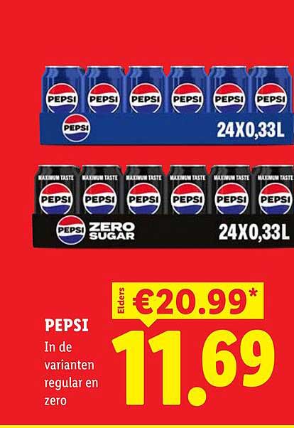 PEPSI In de varianten regular en zero