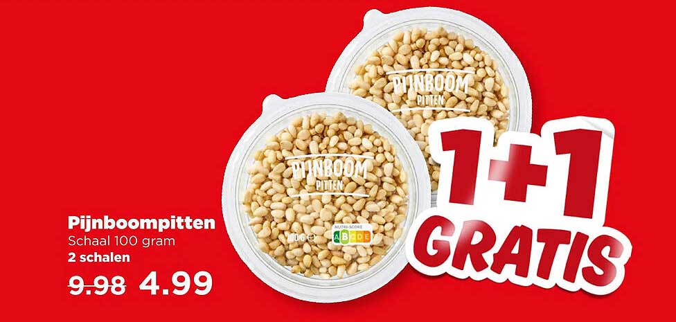Pijnboompitten Schaal 100 gram 2 schalen 1+1 GRATIS