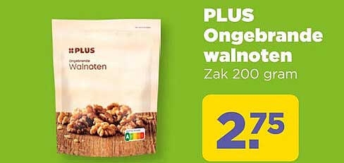 PLUS Ongebrande walnoten Zak 200 gram