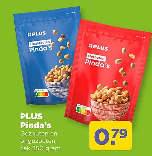 PLUS Pinda's Gezouten en ongezouten, zak 250 gram