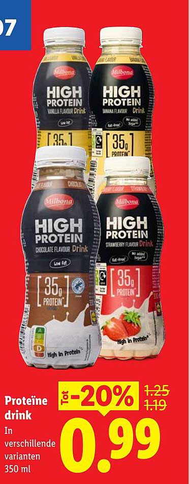 Proteïne drink in verschillende varianten 350 ml