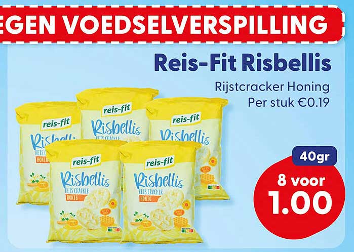 Reis-Fit Risbellis Rijstcracker Honing 8 voor 1.00