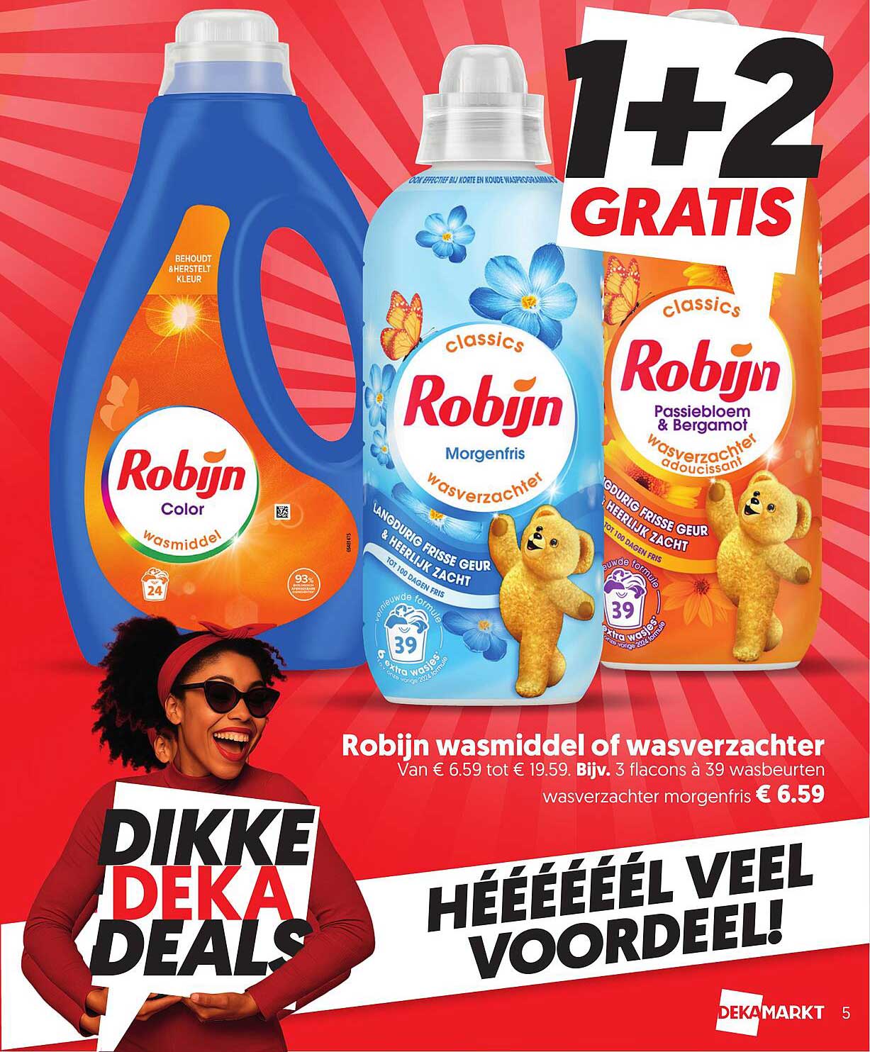 Robijn wasmiddel of wasverzachter 1+2 gratis