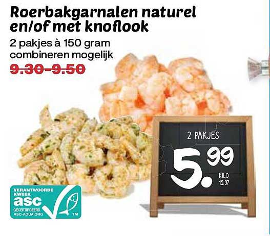 Roerbakgarnalen naturel en/of met knoflook