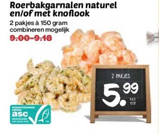Roerbakgarnalen naturel en/of met knoflook