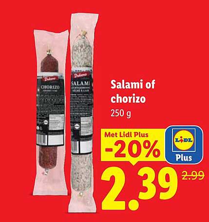 Salami of chorizo 250 g Met Lidl Plus -20%