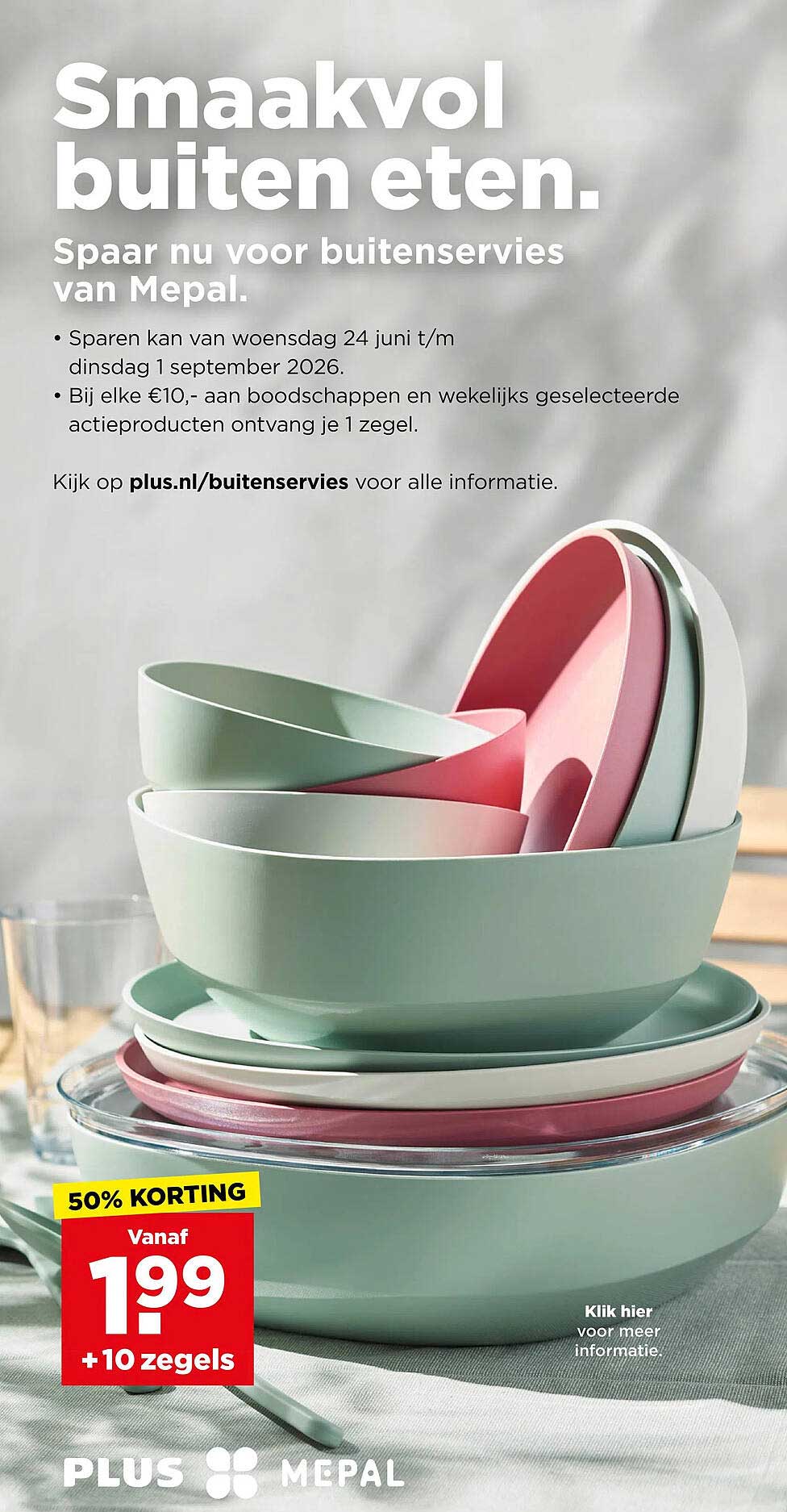 Smaakvol buiten eten. Spaar nu voor buitensservies van Mepal. 50% KORTING