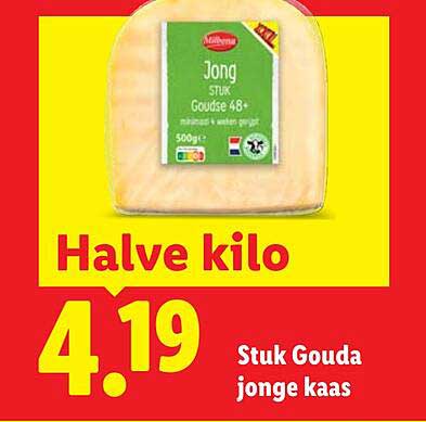 Stuk Gouda jonge kaas Halve kilo