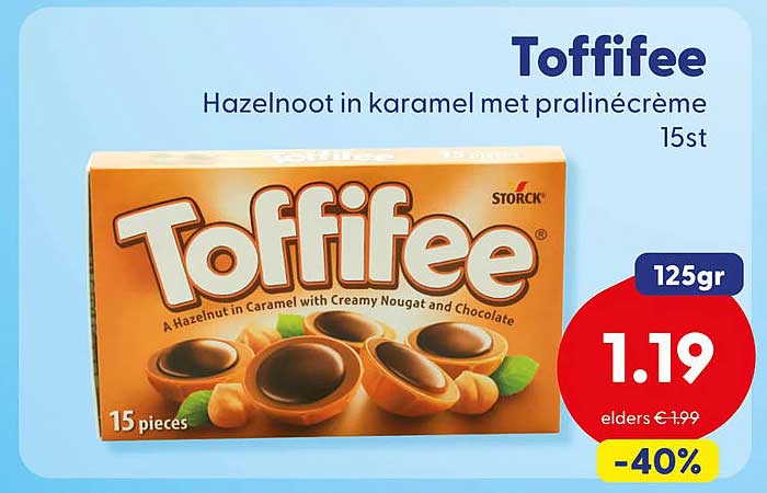 Toffifee Hazelnoot in karamel met pralinécrème 15st -40%