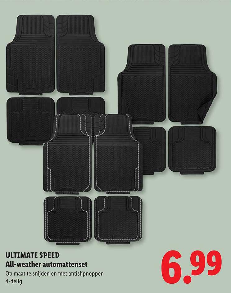 ULTIMATE SPEED All-weather automattenset Op maat te snijden en met antislipnoppen 4-delig