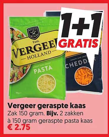 Vergeer geraspte kaas 1+1 gratis