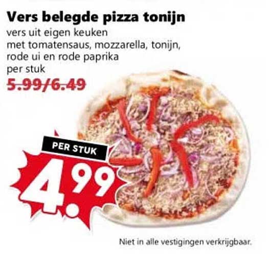 Vers belegde pizza tonijn